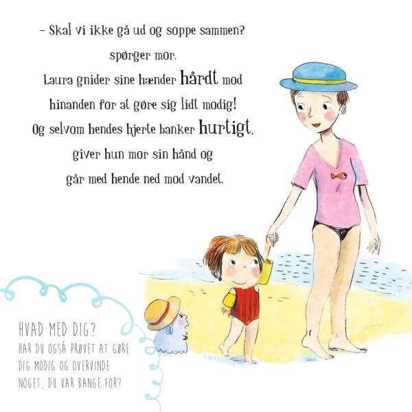 Bogen liggende åben med siderne spredt, der giver et overblik over illustrationer og historier om frygt

