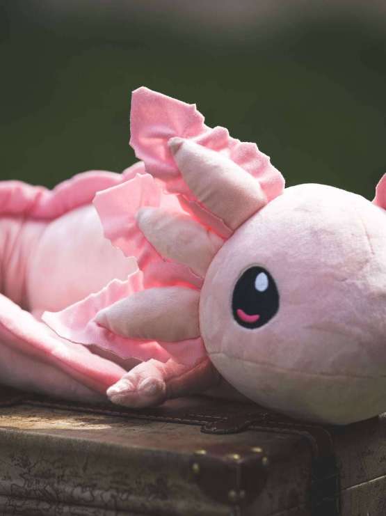 Pink axolotl fra Axol & Friends set skråt forfra