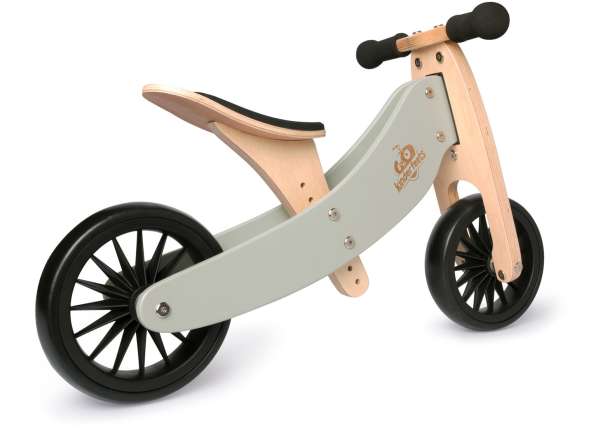 Kinderfeets Tiny Tots plus silver Sage 2-i-1 cykel vist som løbecykel