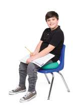 Barn på skolestol med Bouncyband wiggle seat 33 cm i diameter
