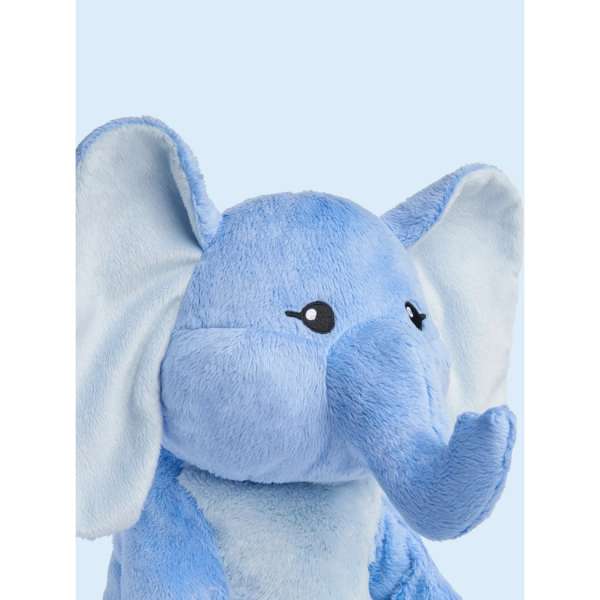Blå elefant bamse Emory fra Hugimals – blød og beroligende sansebamse

