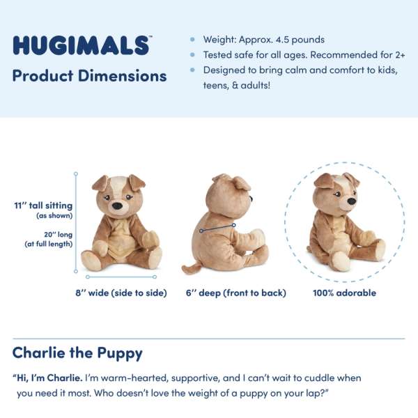 Flere billeder af Hugimals Hundehvalpen Charlie tyngdebamse i forskellige vinkler