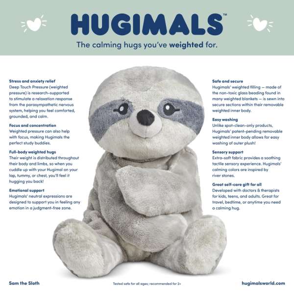 Hugimals Dovendyret Sam informationsplakat – tyngdebamse designet til tryghed og sanselig støtte

