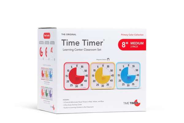 Time timer medium klassesæt rød, blå gul emballage
