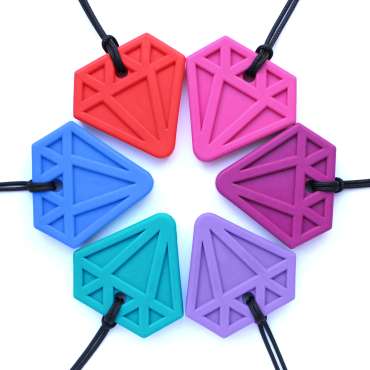 ARK Diamond bidehalskæde i flere farver – bidesmykke formet som diamant til tyggebehov og sanselig regulering

