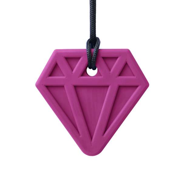 ARK Diamond bidehalskæde magenta – sansestimulerende bidesmykke til fokus og tyggebehov

