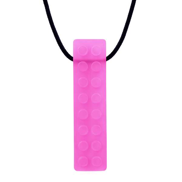 ARK Brick Stick bidehalskæde Ghost pink – sansestimulerende bidesmykke til tyggebehov

