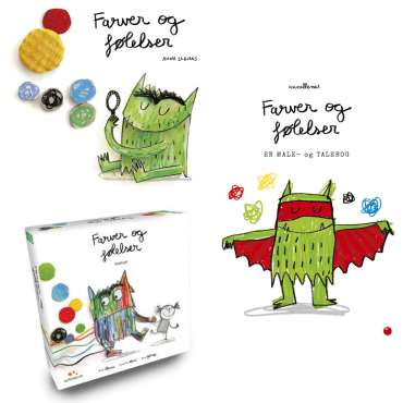 Farver og følelser komplet pakke med bog og spil – samlet sæt der hjælper børn med at forstå følelser

