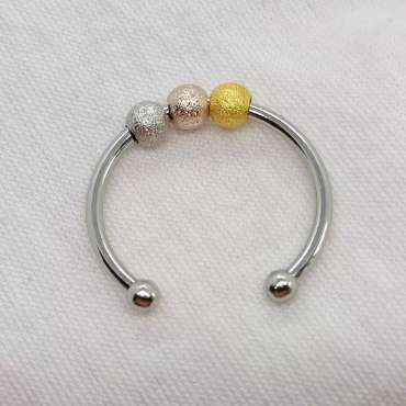  Anxiety ring i sølv med multifarvede perler – justerbar ring

