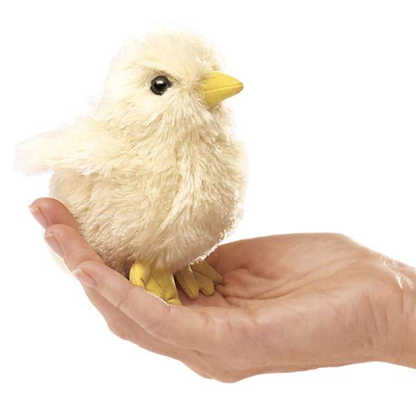 Fingerbamse kylling i hånd – blød fingerdukke til leg, fantasi og historiefortælling

