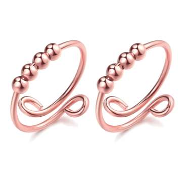 Anxietyring justerbar i rose gold – ring med bevægelige perler

