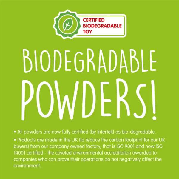 Biologisk nedbrydeligt badepulver fra Zimpli Slime Baff til miljøvenlig leg

