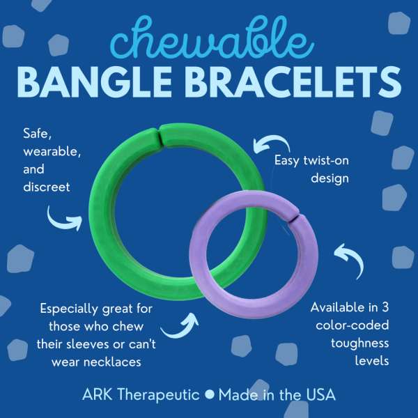 ARK Chew Bangle bidearmbånd funktioner – sansestimulerende armbånd til tyggebehov, oral stimulering og ro

