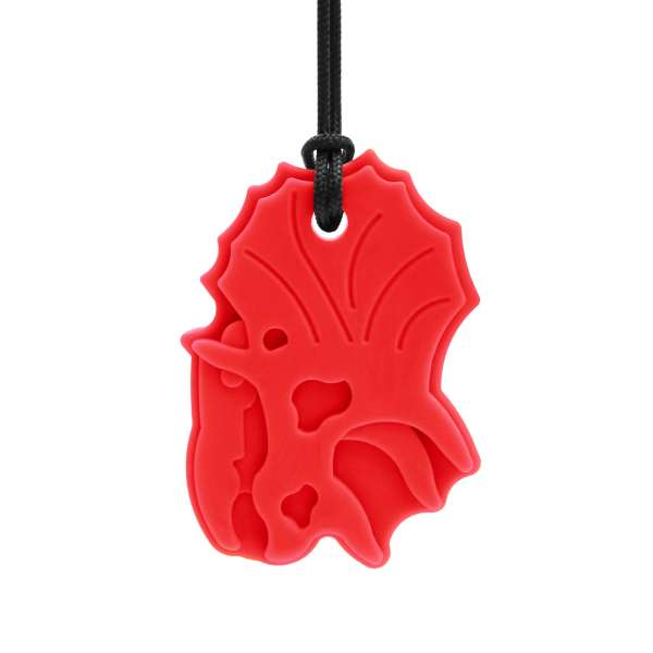 Rød ARK Triceratops – bidehalskæde med dinosaurdesign

