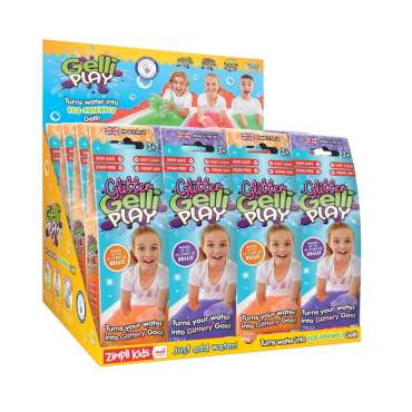 Glitter Gelli Play display – pulver der forvandler vand til farverig og glitrende gel til leg

