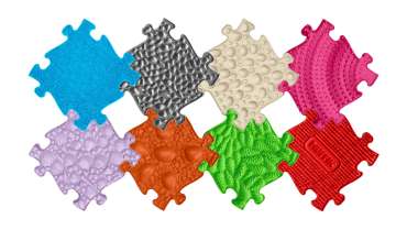 Sansegulv medium sæt med farverige puslebrikker – taktile gulvfliser til sansestimulering

