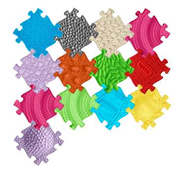 
Sansegulv kæmpe sæt – farverige taktile plader til motorik og leg

