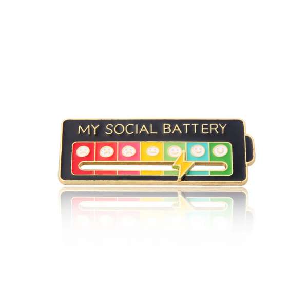 My Social Battery pin sort – tydelig visning af energiniveau

