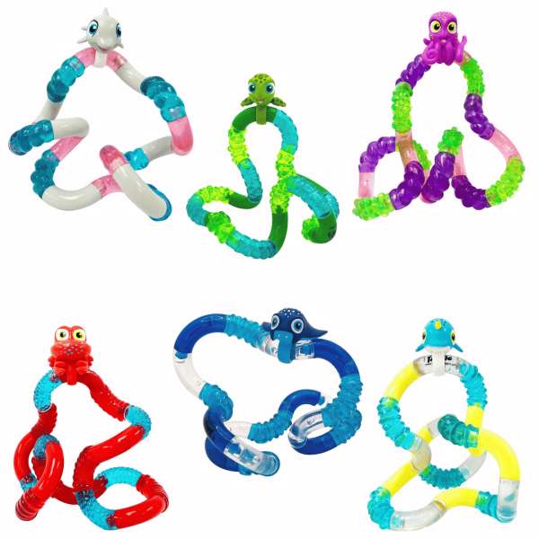 Tangle Jr. Pets Aquatic fidget legetøj med havdyr i forskellige farver – fleksibelt og sansestimulerende legetøj

