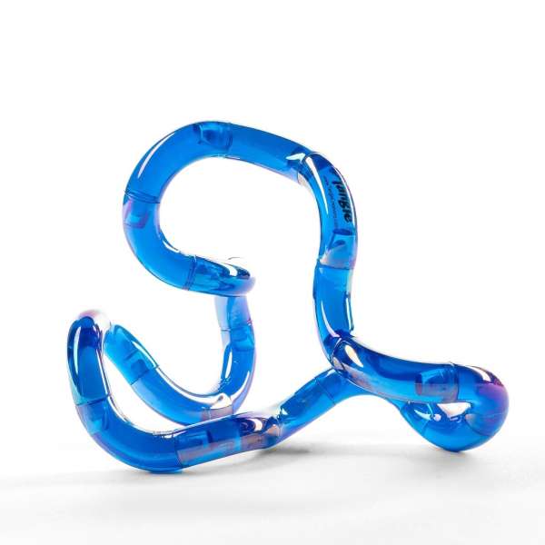 Tangle jr. Gems Blue Topaz i blå farve med fleksible led i udstrakt form – motorisk legetøj

