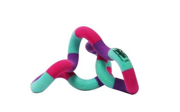 Tangle Jr. Fuzzies i pink, lilla og turkis – blødt og bevægeligt fidget


