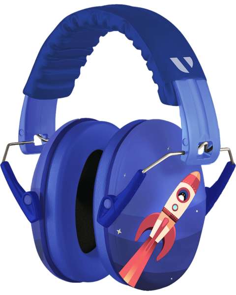 Høreværn til børn - Mørkeblå med raket