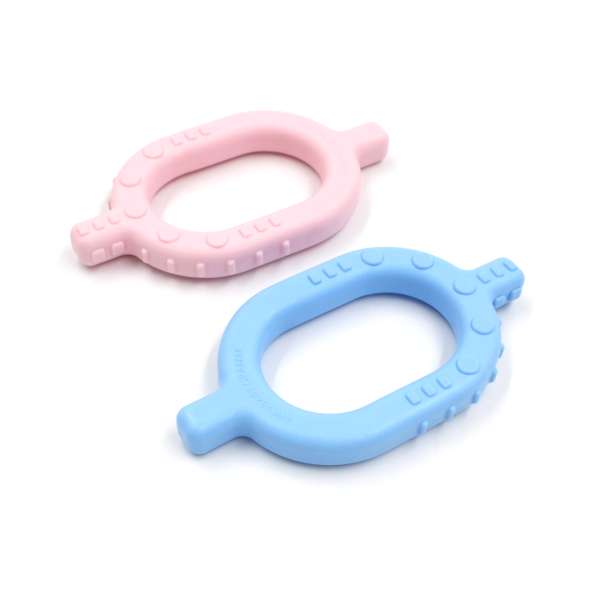 ARK Baby Grabber i lysepink og lyseblå – baby bideringe til gummer og motorik

