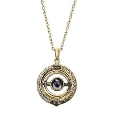 Fidget halskæde gyroskop guldfarvet – smykke med roterende vedhæng

