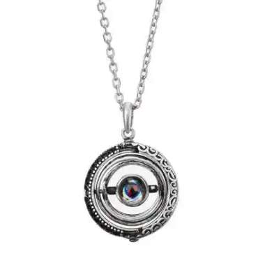  Fidget halskæde gyroskop sølvfarvet – smykke med roterende vedhæng

