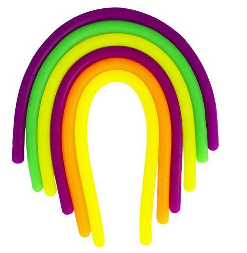 Stretchy Noodles 6 stk – elastiske fidgetsnore i farver til sanselig leg og stressreduktion

