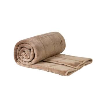 Velourtæppe med tyngde mandel – blødt tyngdetæppe i velour til ro og afslapning

