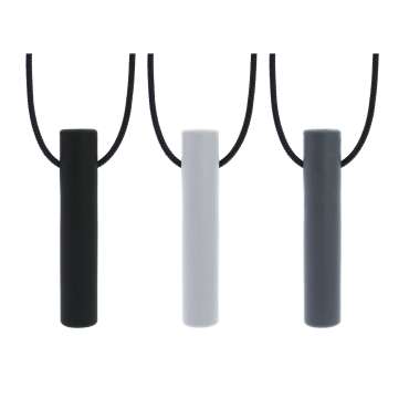 Grå ARK Bite Tube Hollow – hul tyggetube på snor

