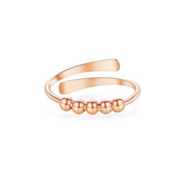  Anxiety ring minimalist i rose gold – justerbar ring med små perler

