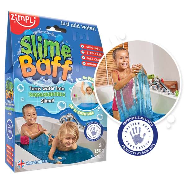 Blå Slime Baff variant til børn med sjov og sanselig badeleg

