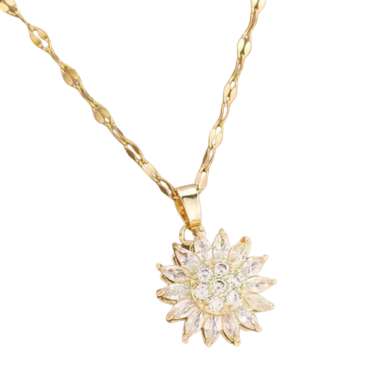  Fidget halskæde solsikke guldfarvet – smykke med drejelig solsikke

