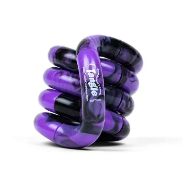 Tangle Jr. Marble lilla og sort – fleksibelt fidget med mønster

