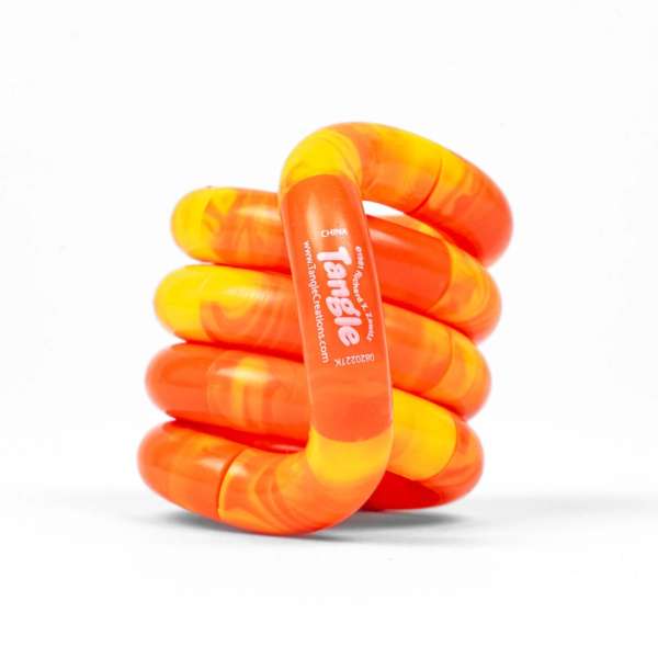 Tangle Jr. Marble orange og gul – farverigt fidget legetøj

