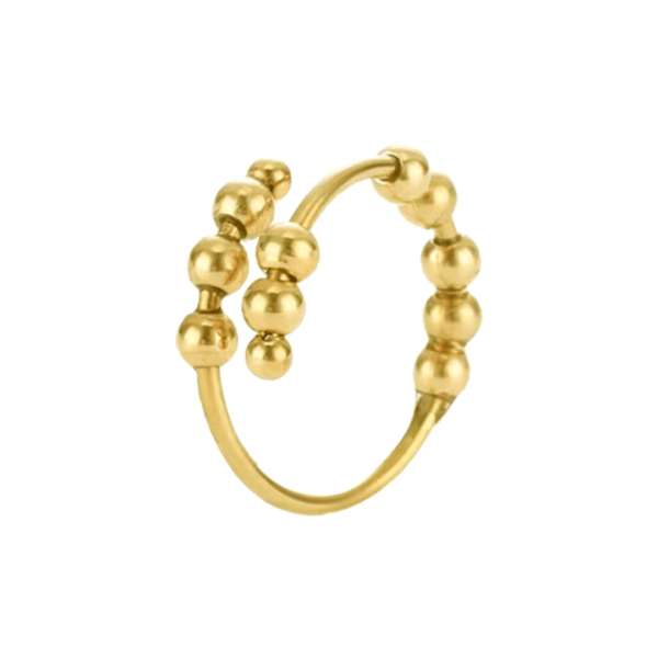 ADHD ring i guld – justerbar ring med 10 bevægelige perler til ro og fokus

