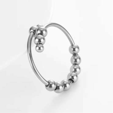 ADHD ring i sølv – justerbar ring med 10 bevægelige perler til ro og fokus

