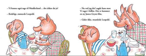 Opslag fra “Den dag Leopold blev trist” – illustration af samtale om følelser

