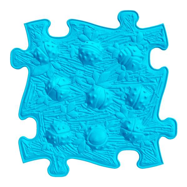 Elementer af sansegulvet vist tæt på med synlige forskelle i hårdhed og tekstur