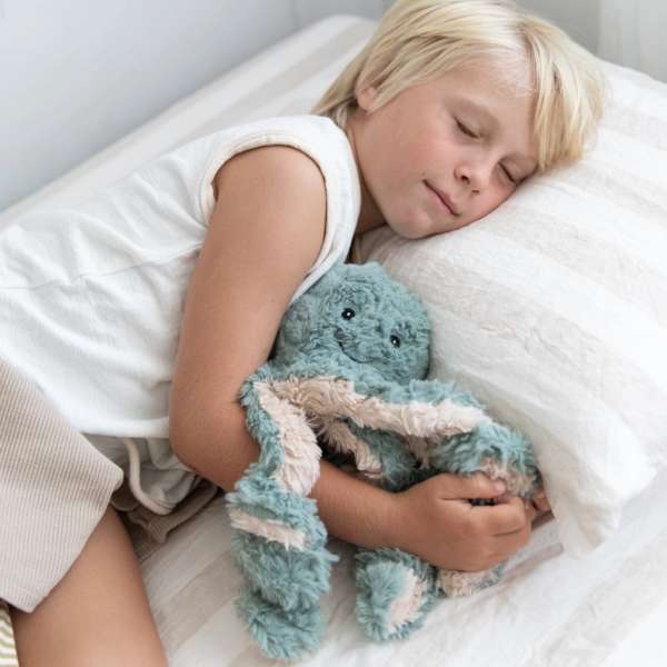 Blæksprutten Ollie sover samme med en dreng 