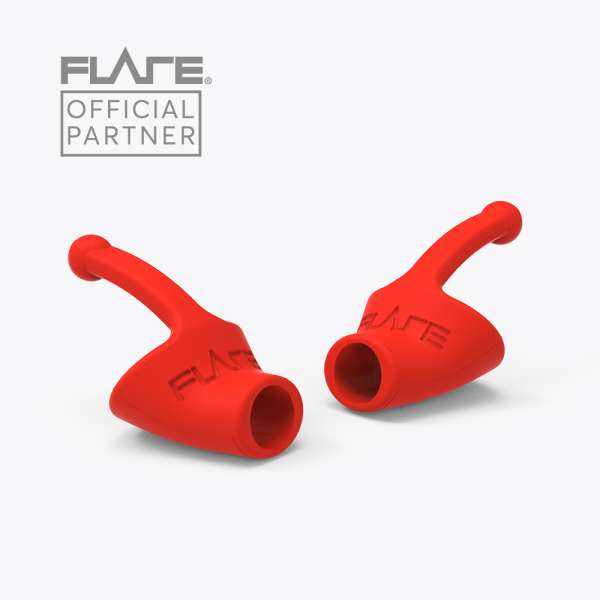 
Flare Calmer Kids røde ørepropper close-up – detaljeret design

