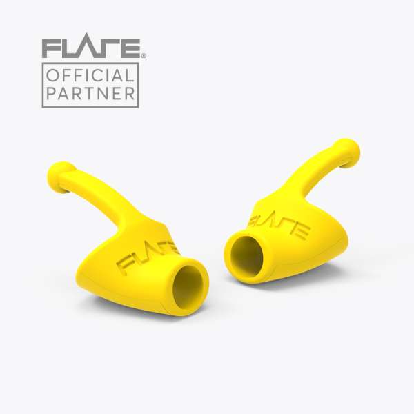 
Flare Calmer Kids gule ørepropper close-up – detaljeret design

