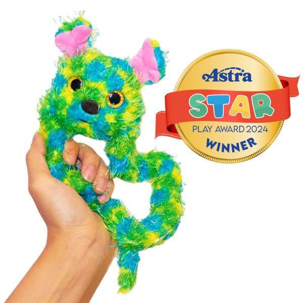 Tangle Furry Fidget Friends Chay holdt i hånd – grøn sensorisk fidget figur med blød pels


