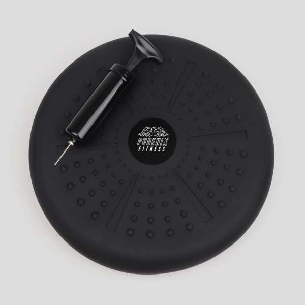 Siddepude sort underside – balancepude med pumpe til justering af lufttryk

