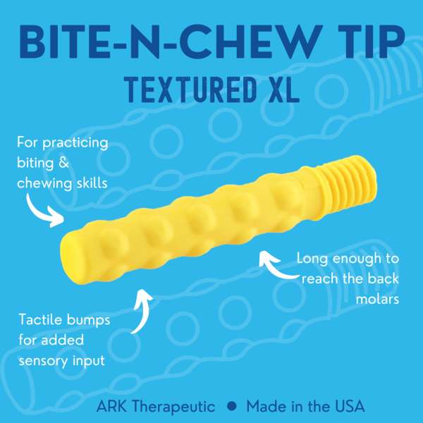 ARK Textured Bite-n-Chew Tip funktioner – tyggeredskab til oral stimulering og sensorisk feedback

