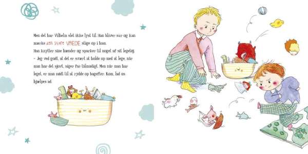 Opslag fra “Vilhelm vil ikke sove” – illustration af barn og følelser ved sengetid

