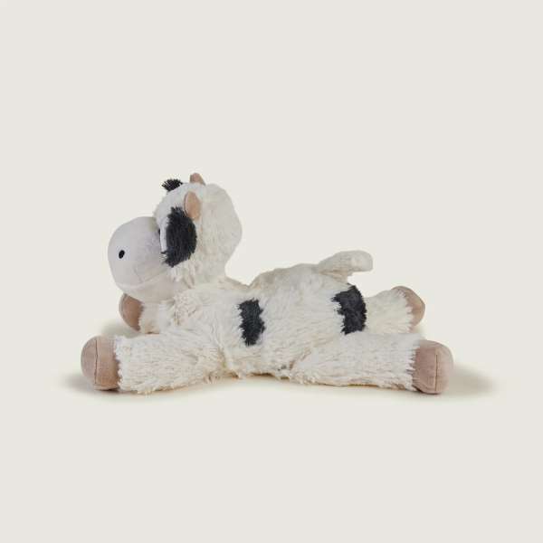 Sansebamse Warmies liggende ko fra siden