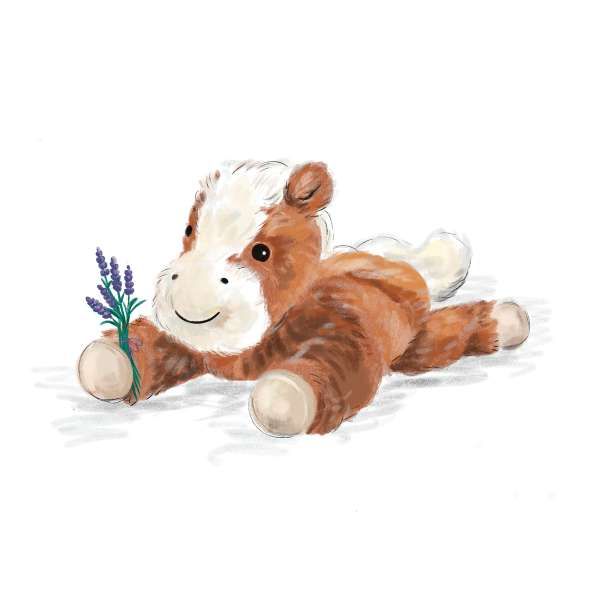 Sansebamse Warmies liggende hest